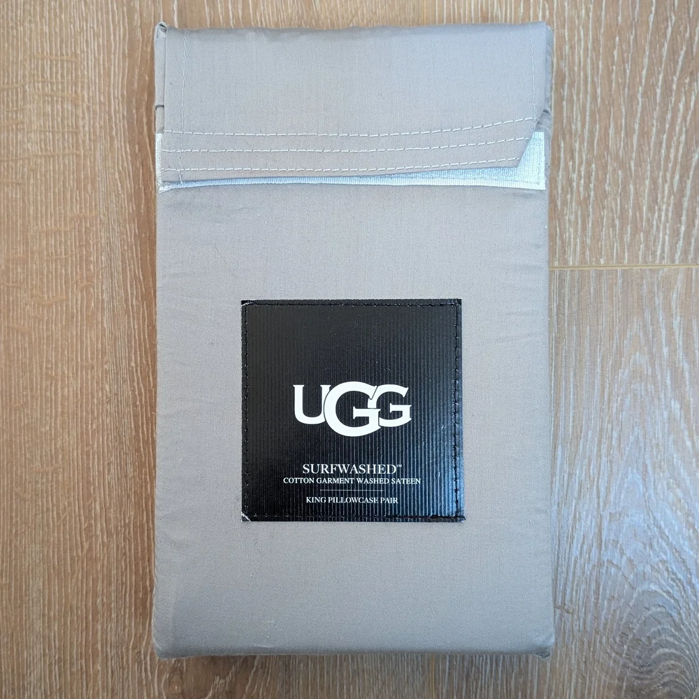 UGG Surfwashed Cotton King Pillowcase Pair in Seal Gray